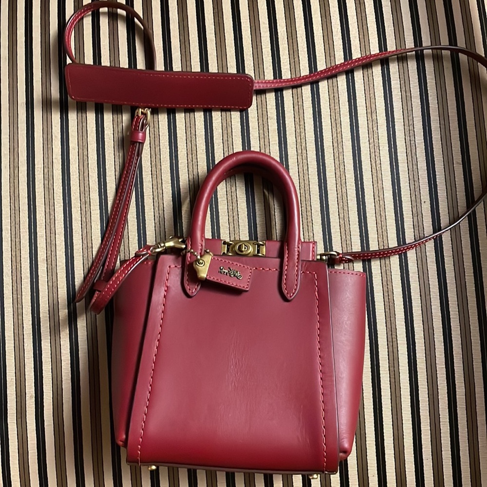 Coach 1941 Troupe mini Tote 16 Red w/ brass Crossbody Mini Bag Handbag 79401